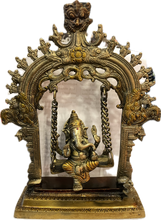 Carica l'immagine nel visualizzatore di Gallery, Statua Ganesh in ottone su altalena