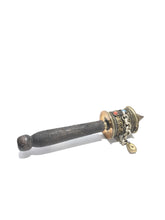 Carica l'immagine nel visualizzatore di Gallery, Mulinello delle Preghiere piccolo 12 cm in ottone, legno e pietre dure