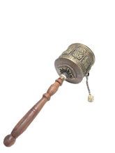 Carica l'immagine nel visualizzatore di Gallery, Mulinello delle Preghiere medio 26 cm in ottone, legno e pietre dure