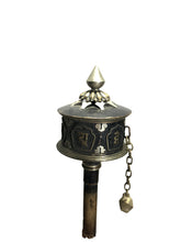 Carica l'immagine nel visualizzatore di Gallery, Mulino delle preghiere medio 26 cm in ottone, legno e pietre dure