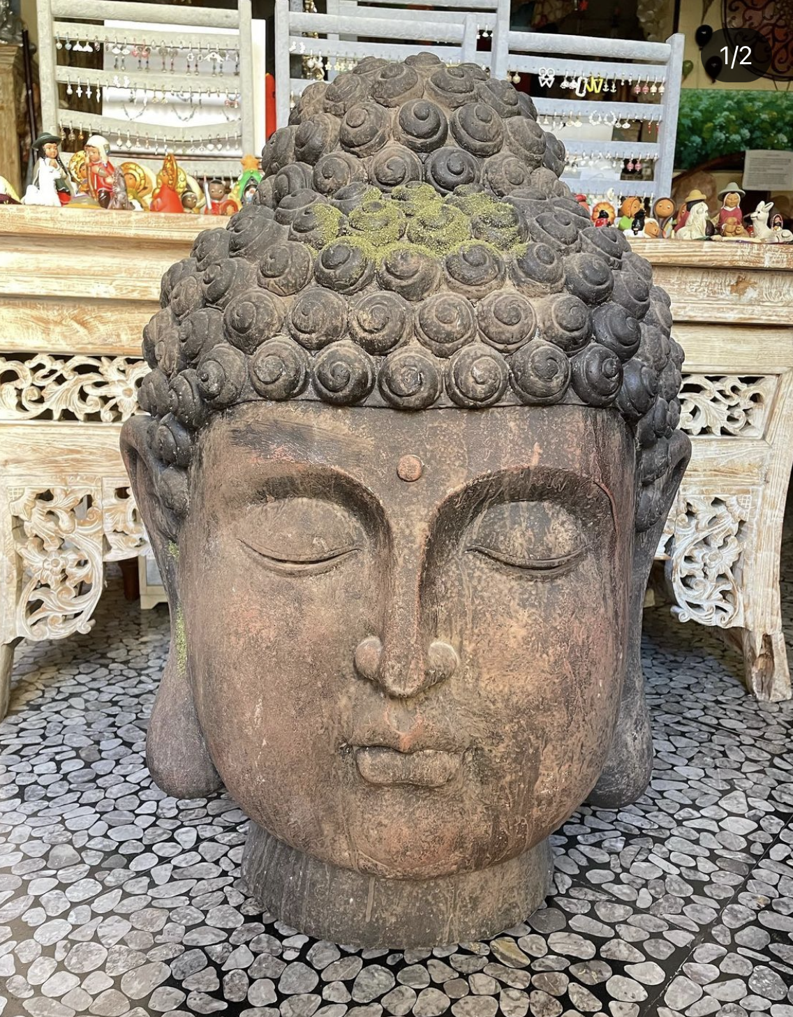 Statua Volto del Dio Buddha 1 metro – Mercanteinfiera Bari Articoli etnici