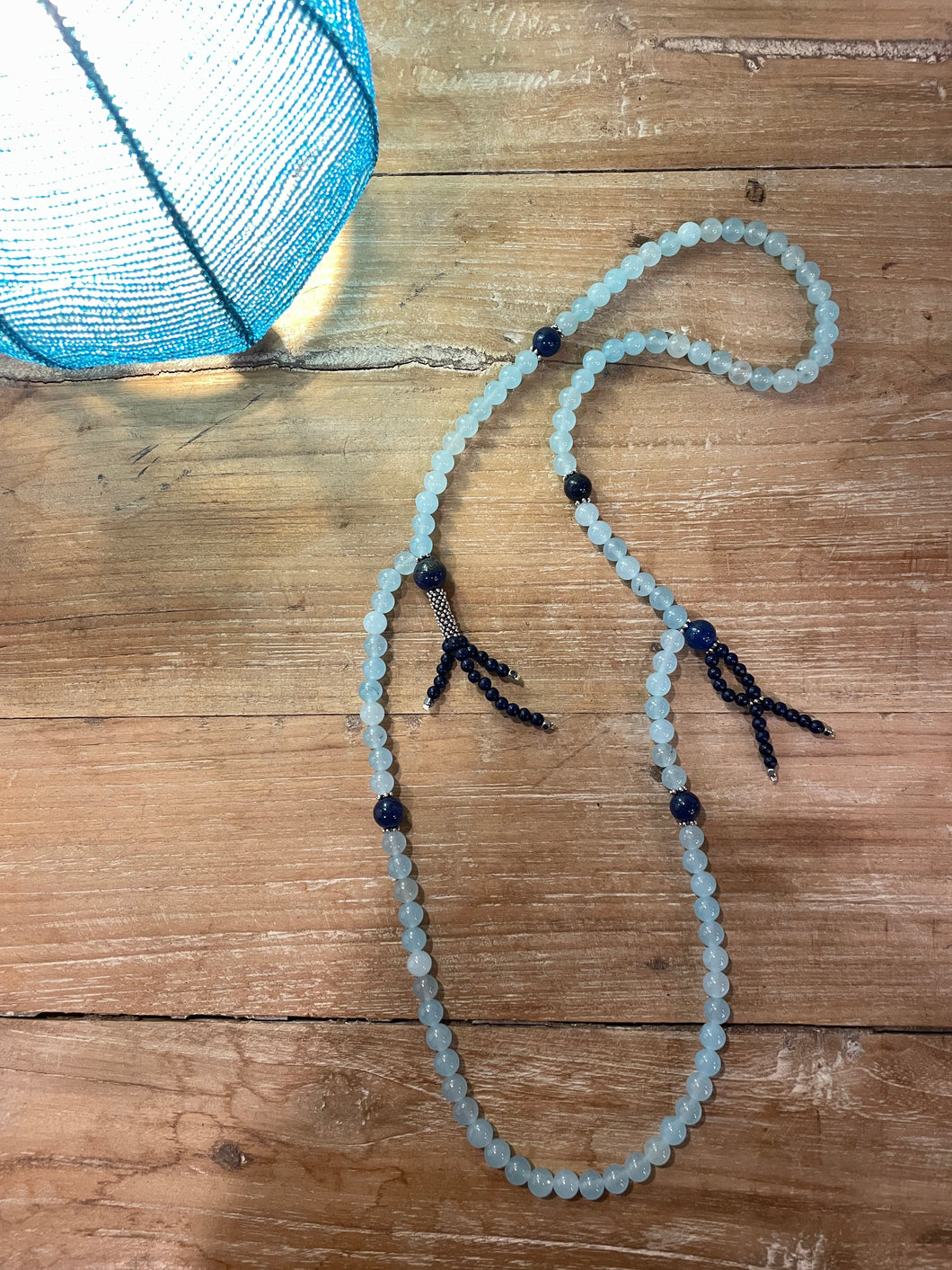 Rosario giapponese JUTZU vetro celeste