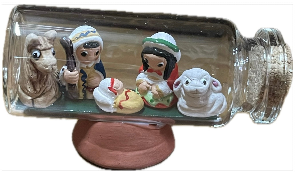 Presepe in bottiglia Peruviano con animali