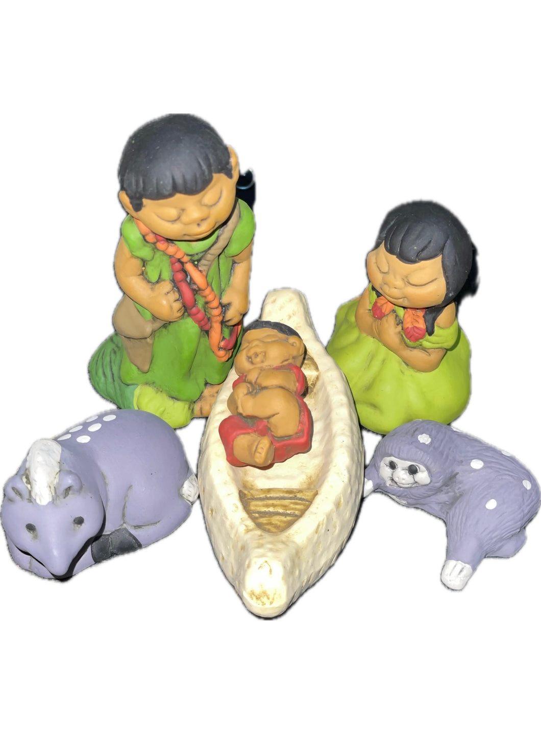 Presepe peruviano Amazzoni canoa