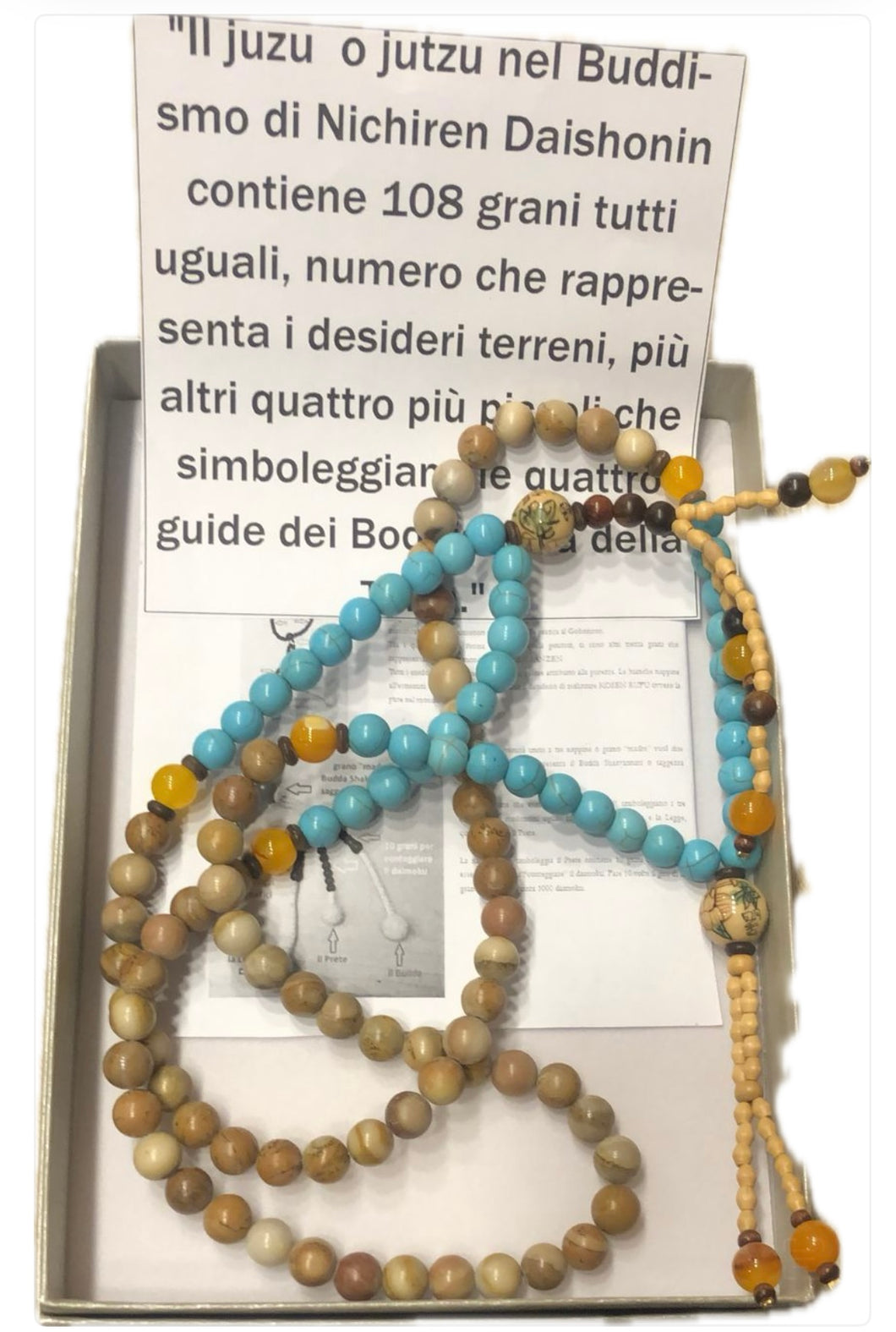 Rosario giapponese JUTZU howlite turchese e pietra paesina