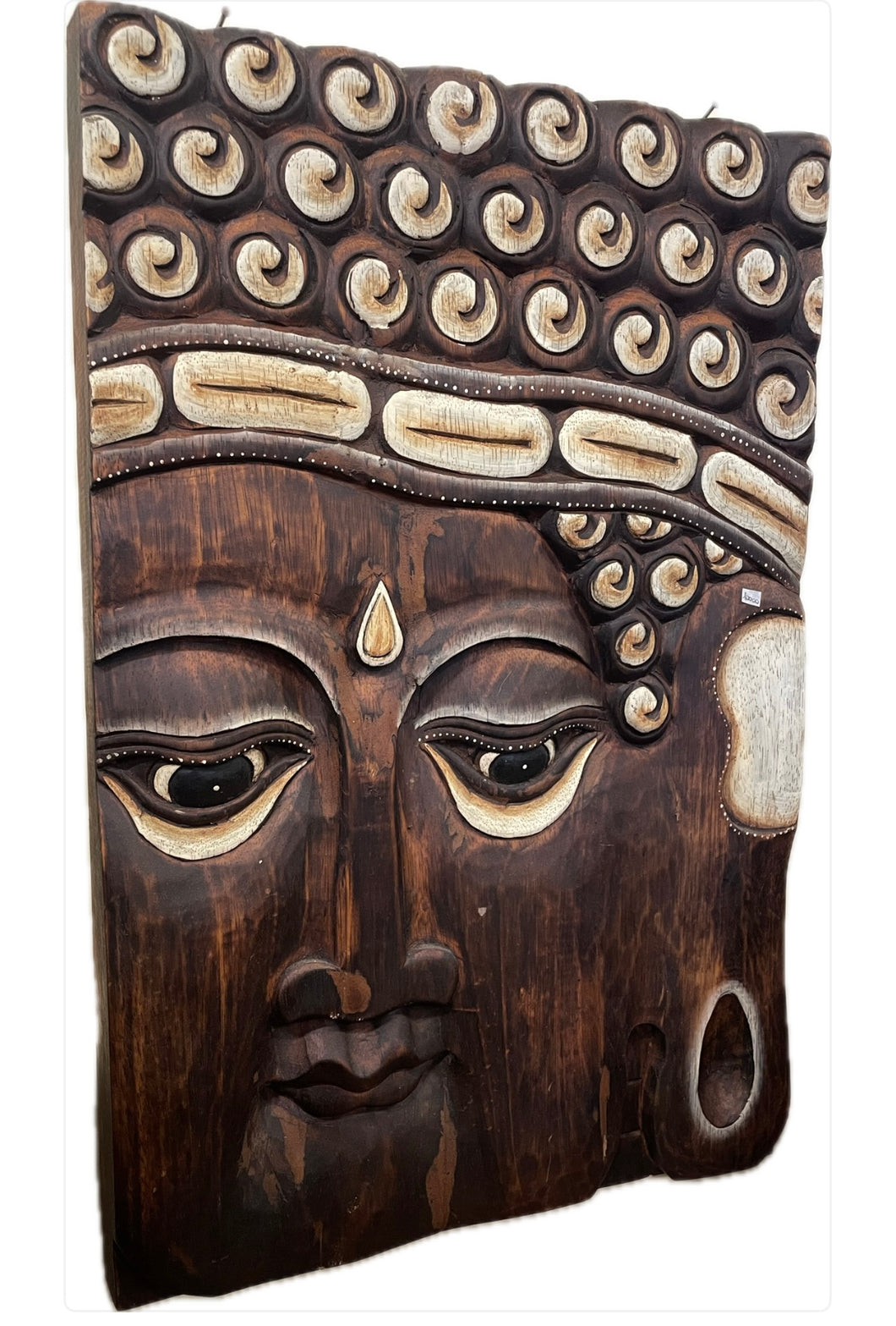 Quadro volto di Buddha in legno