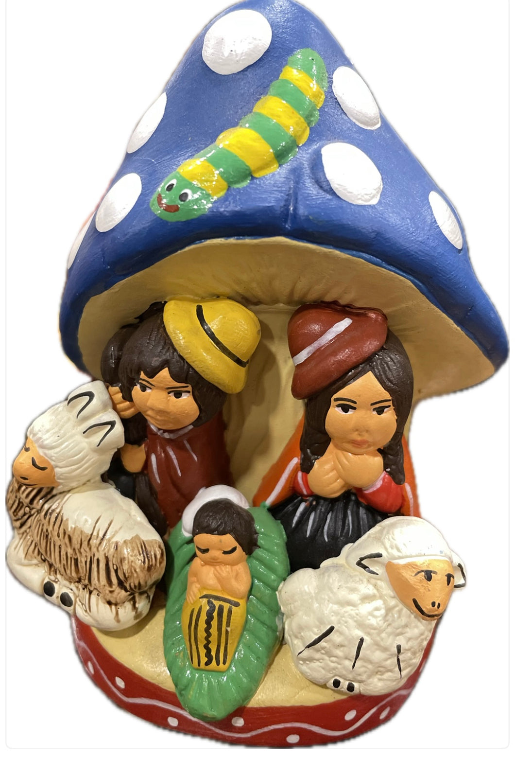 Presepe peruviano bruco e funghetto in 3 colori