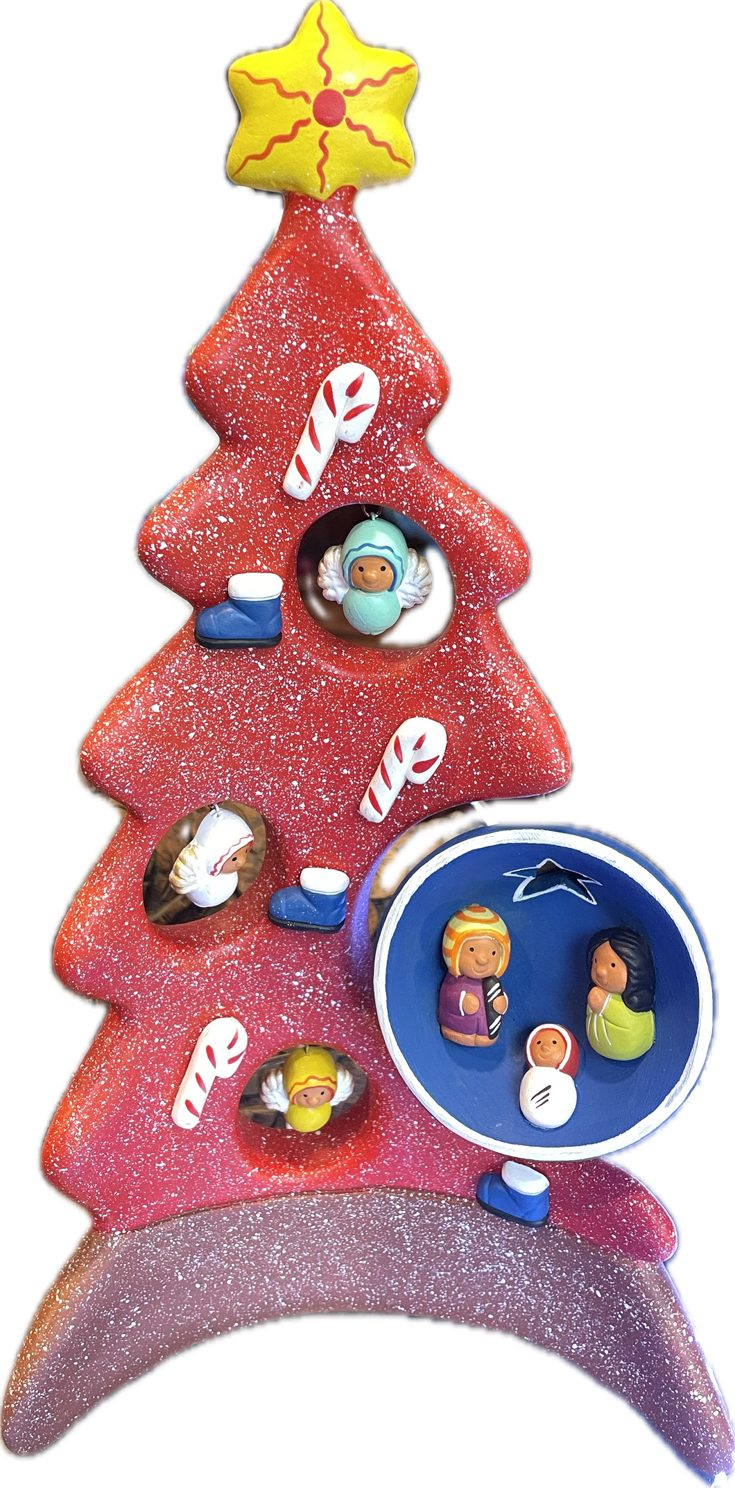 Presepe peruviano albero grande in 3 colori