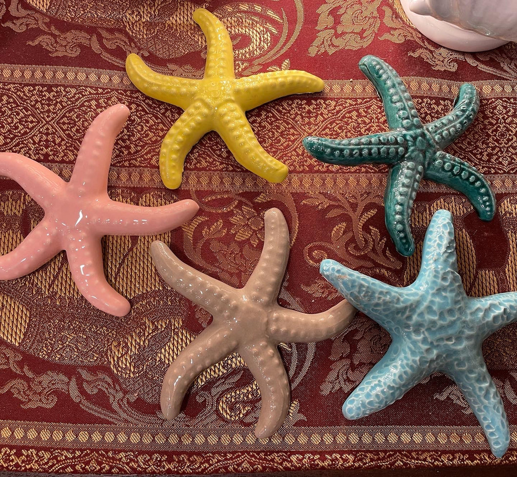Stella marina da parete fatta e dipinta a mano in ceramica pugliese in 5 colori 12 cm