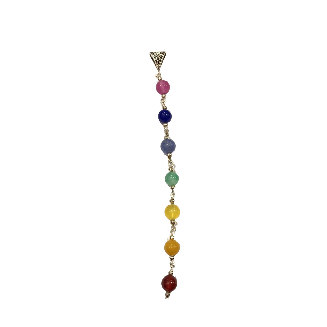 Ciondolo in acciaio con pietre dure dei 7 chakra