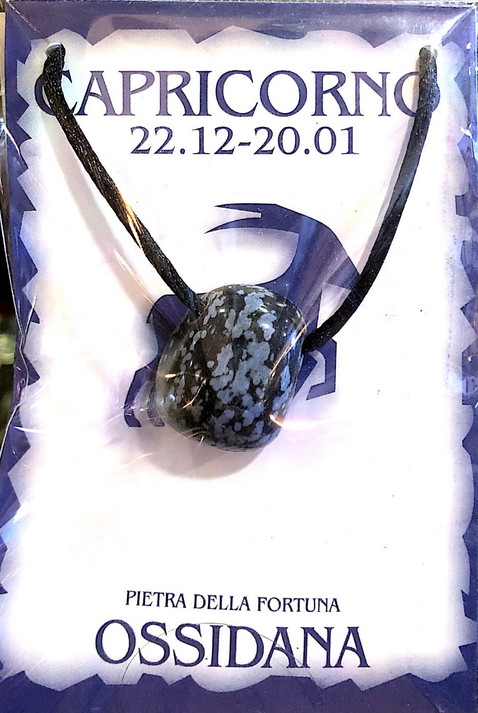 Collana con ciondolo Ossidiana segno Capricorno