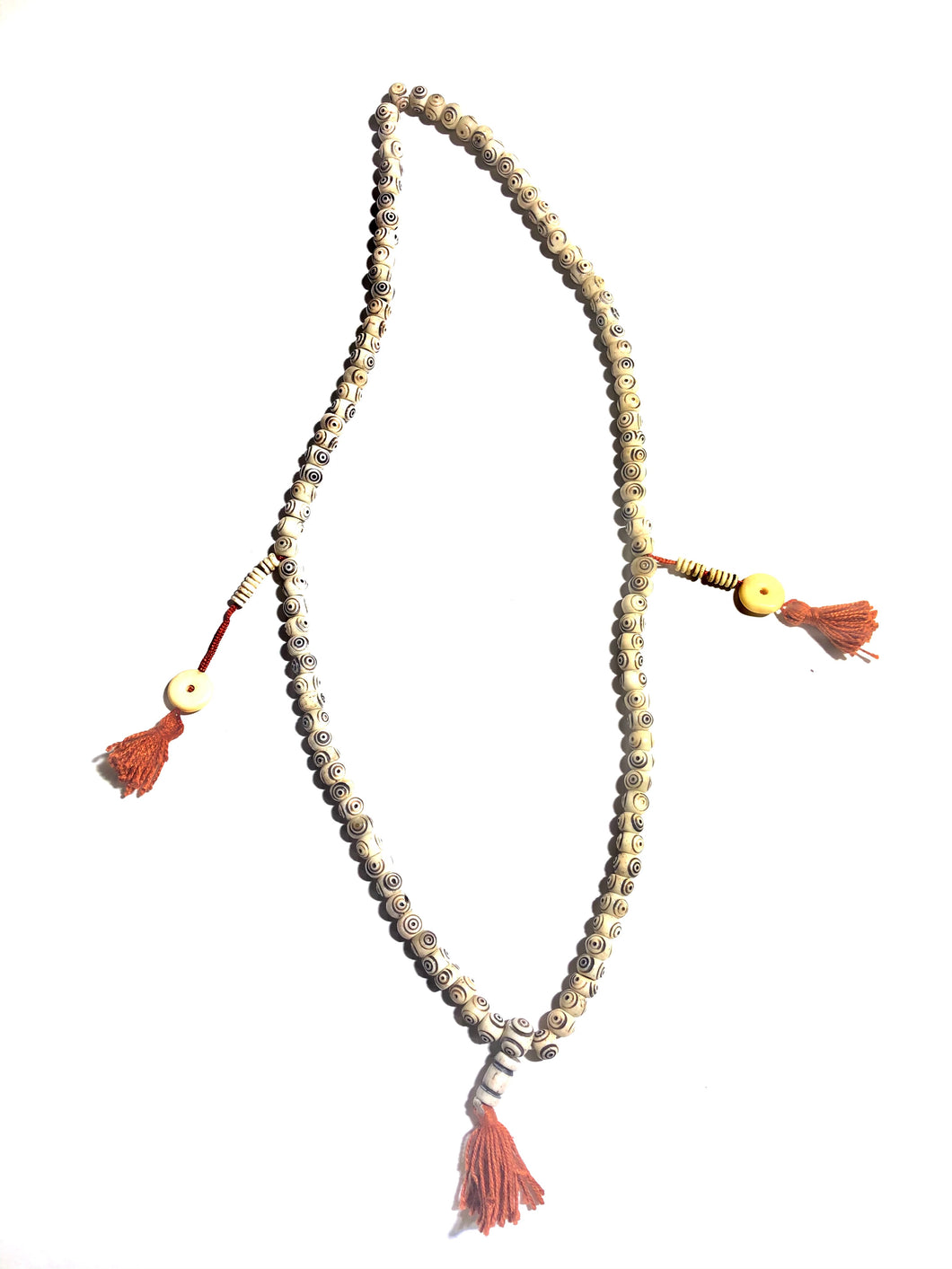 Mala tibetano in osso di Jak inciso
