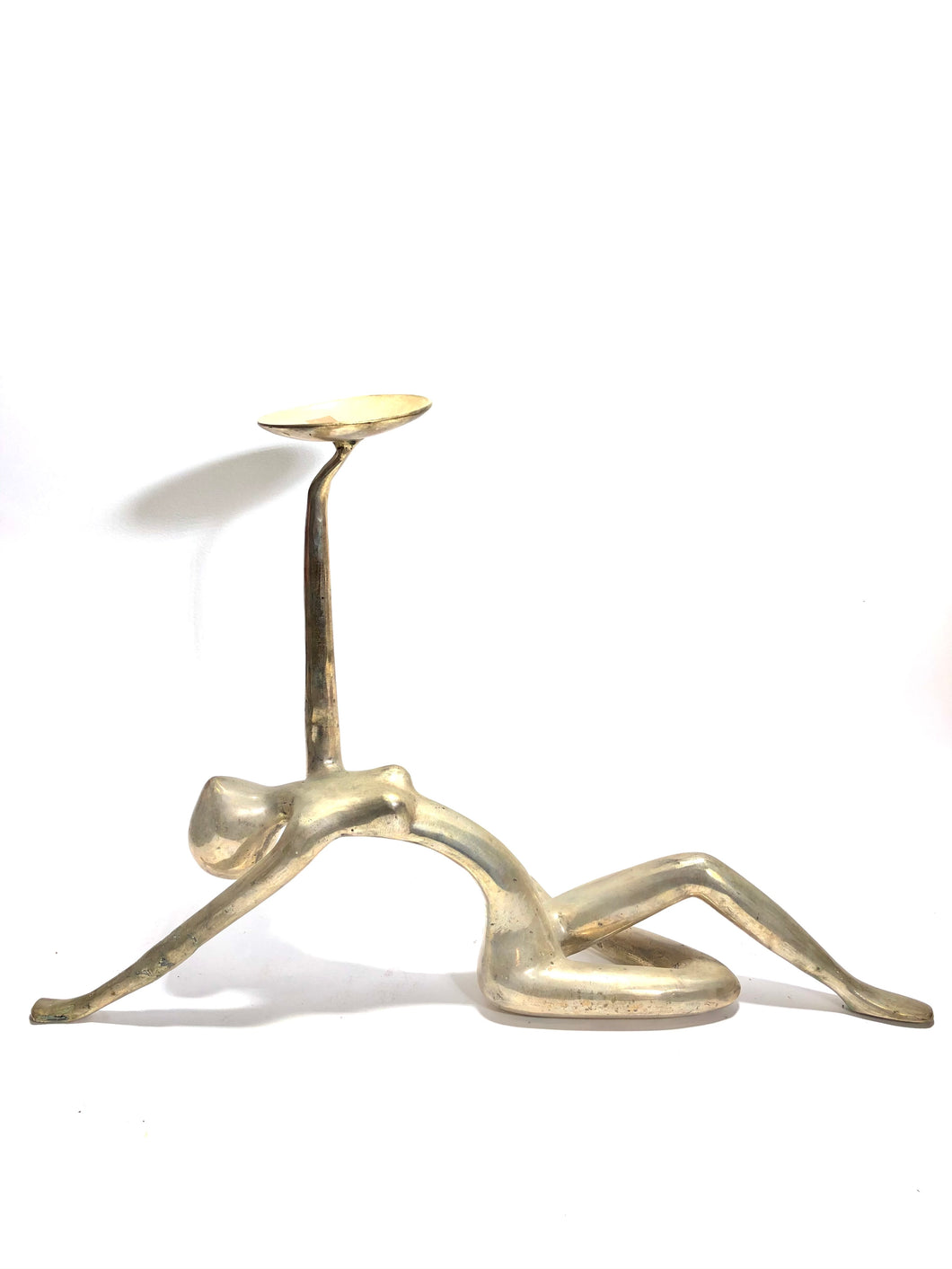 Portacandela in bronzo color argento
