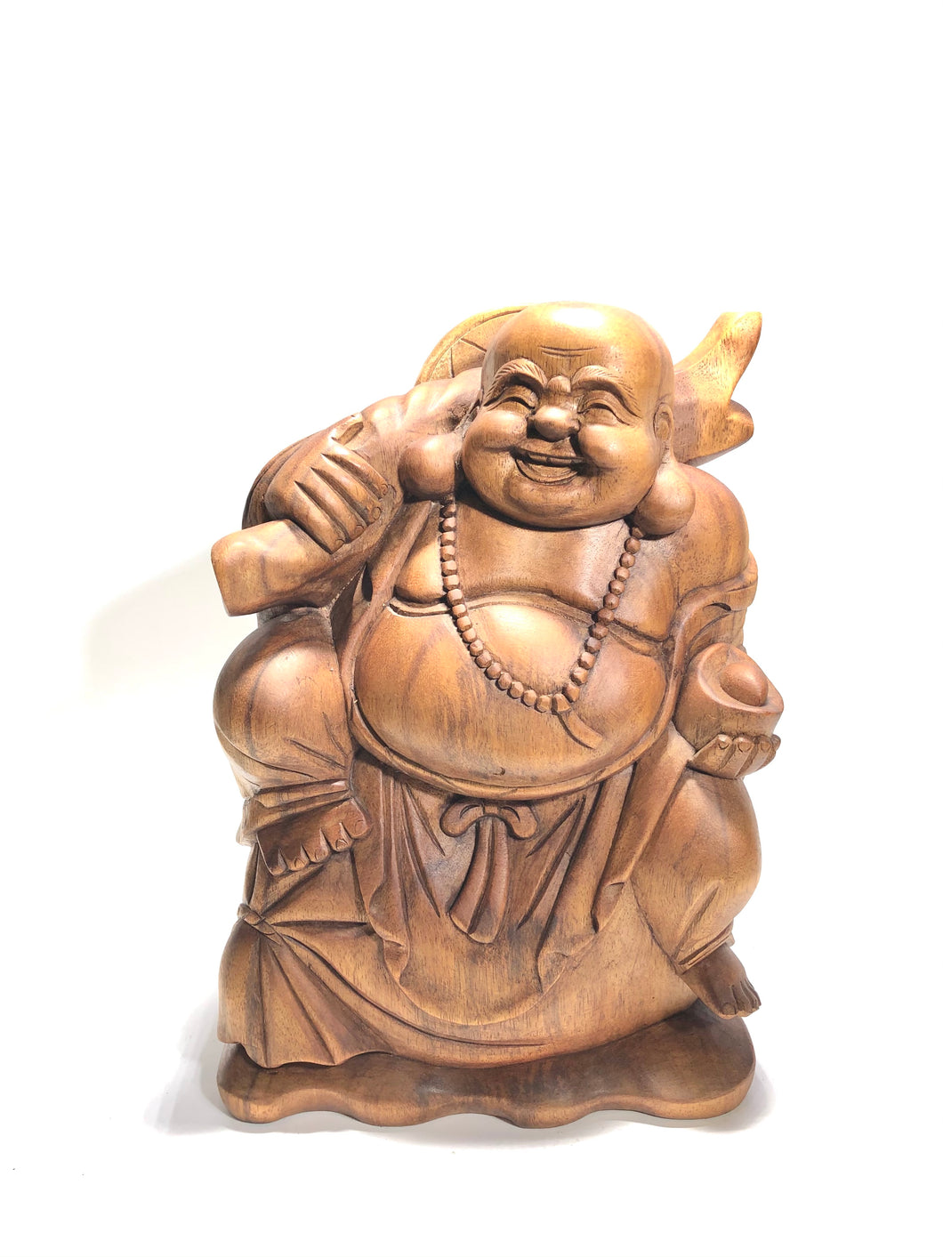 Statua Happy Buddha in legno