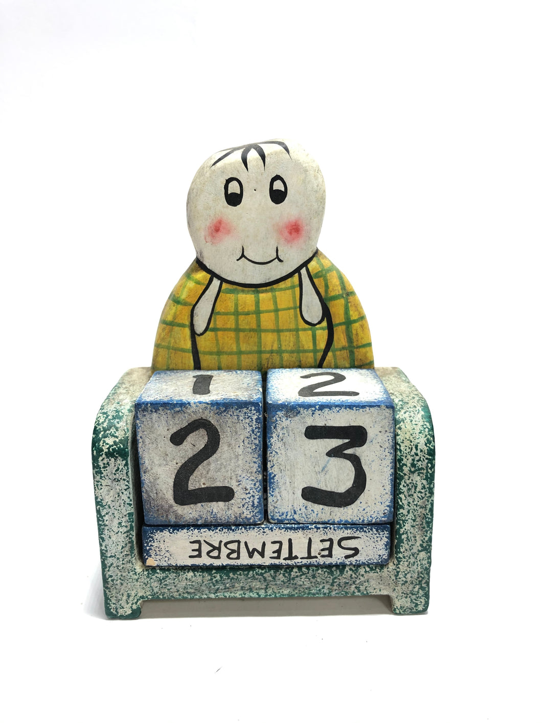 Calendario in legno con bimbo