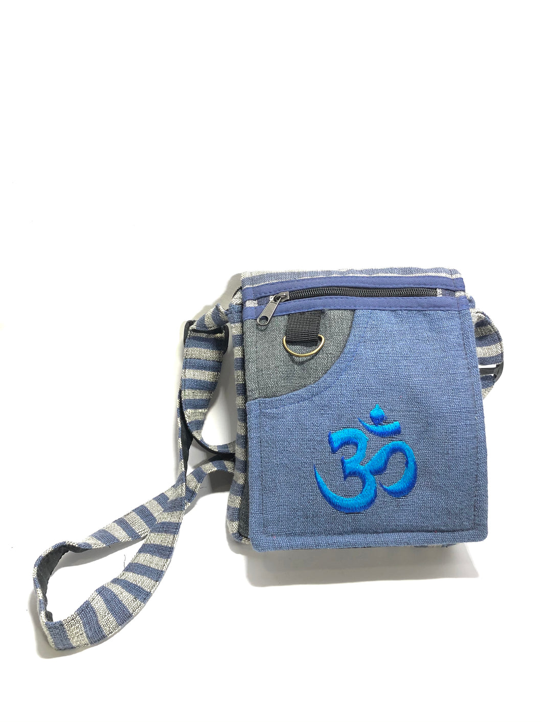 Borsa a tracolla etnica in tessuto in due colorazioni con simbolo Ohm
