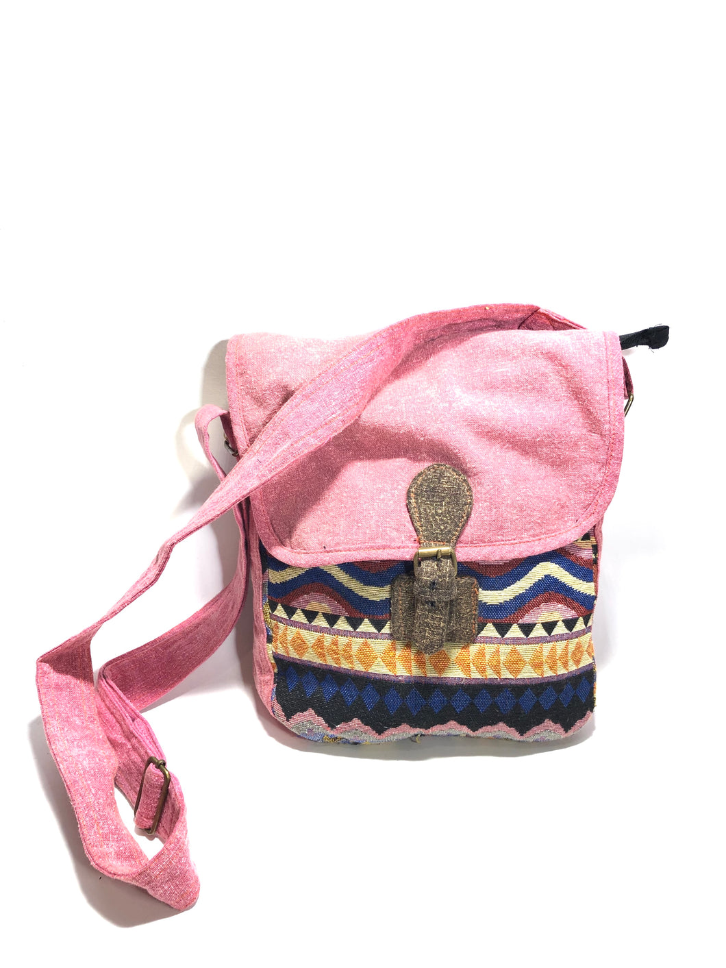 Borsa a tracolla rosa in tessuto etnico