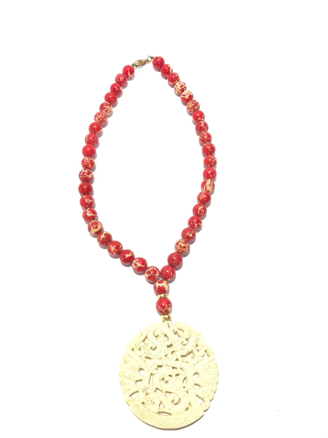 Collana in agata rossa e giada imperiale