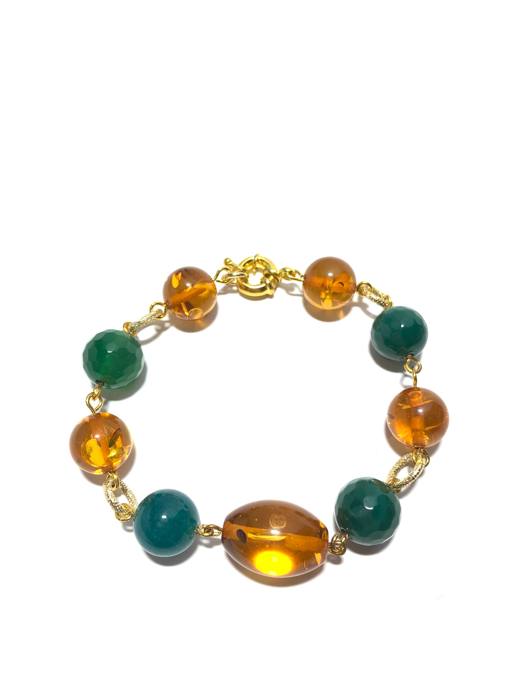 Bracciale in alluminio, resina e agate verdi