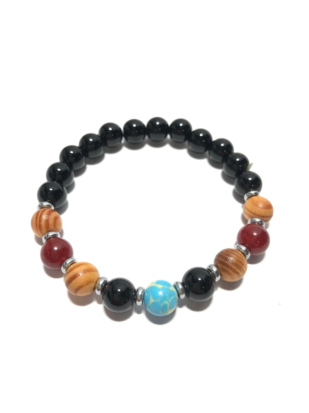 Bracciale in onice, legno e pietre dure