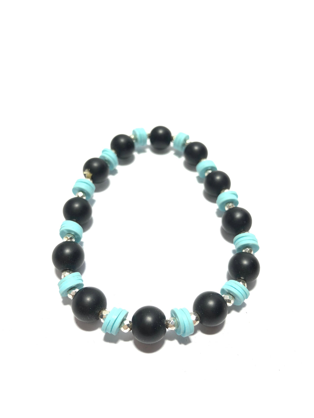 Bracciale in onice e gomma turchese