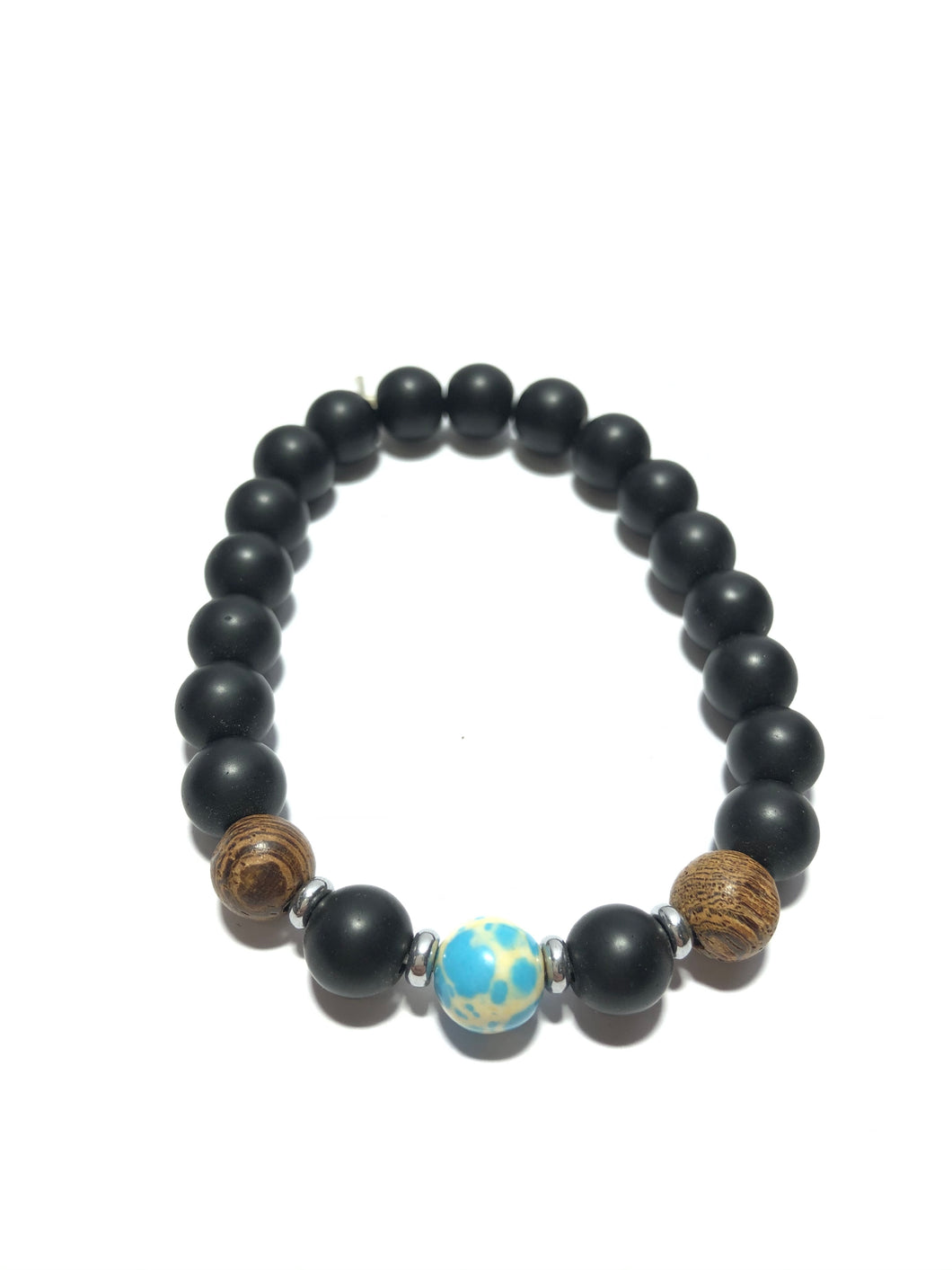 Bracciale in onice, legno e pietra dura