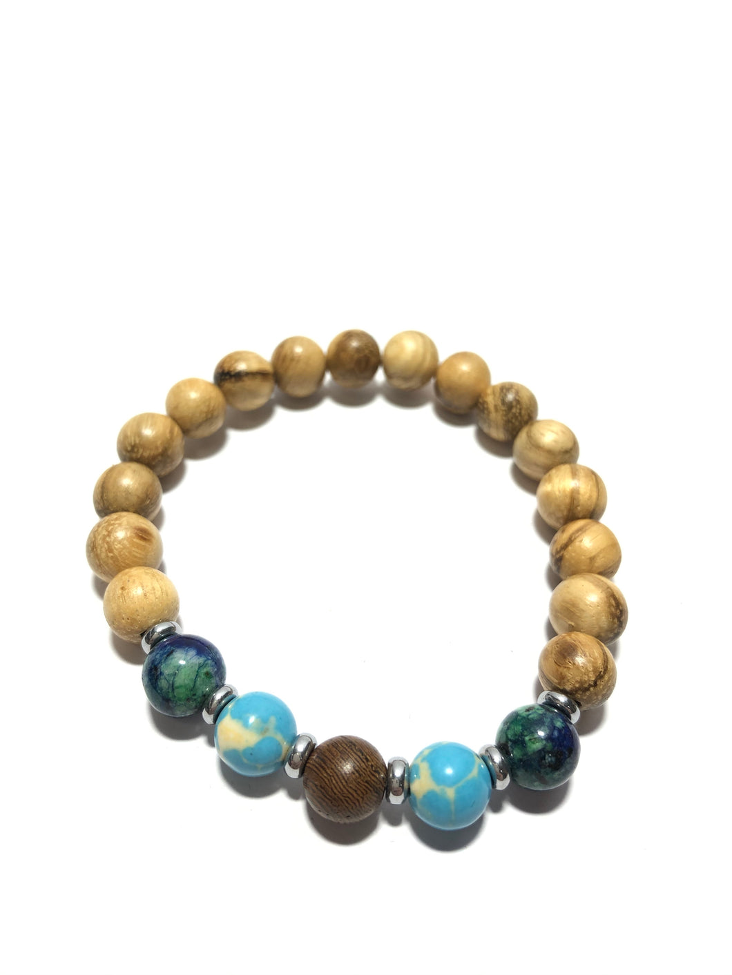 Bracciale in legno e pietre dure