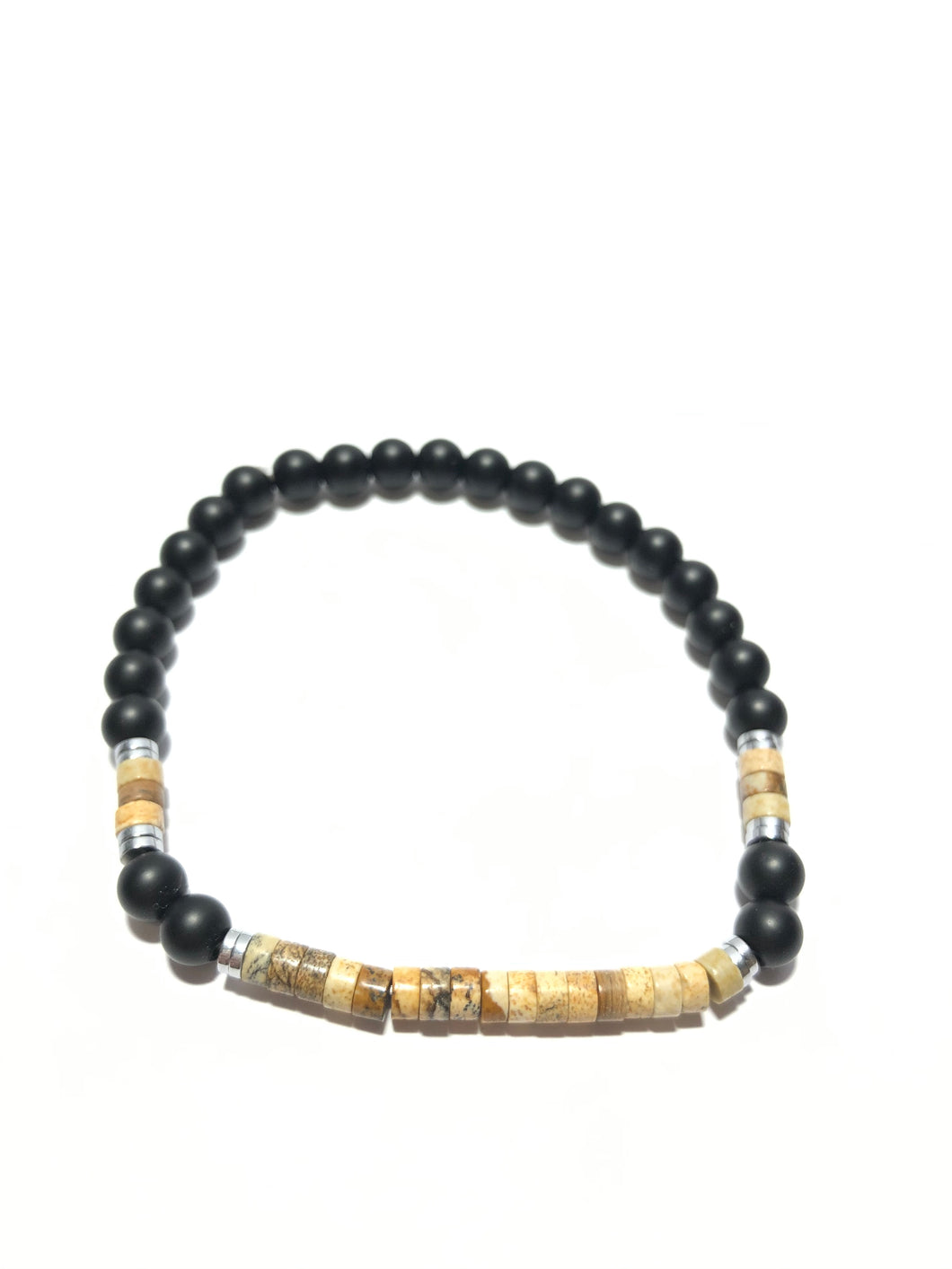 Bracciale in onice, ematite e ulexite