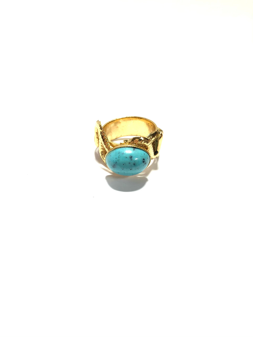 Anello in ottone con cabochon turchese in vetro misura 18
