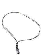 Carica l&#39;immagine nel visualizzatore di Gallery, Collana porta pietra in cotone color nero con gancetto in acciaio
