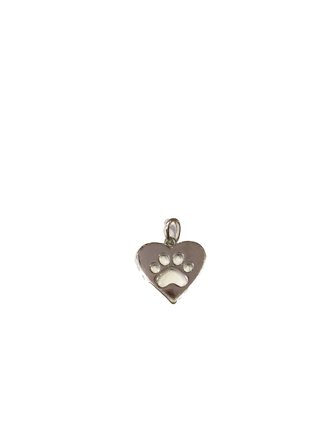Ciondolo in argento 925 con cuore e zampa del cane