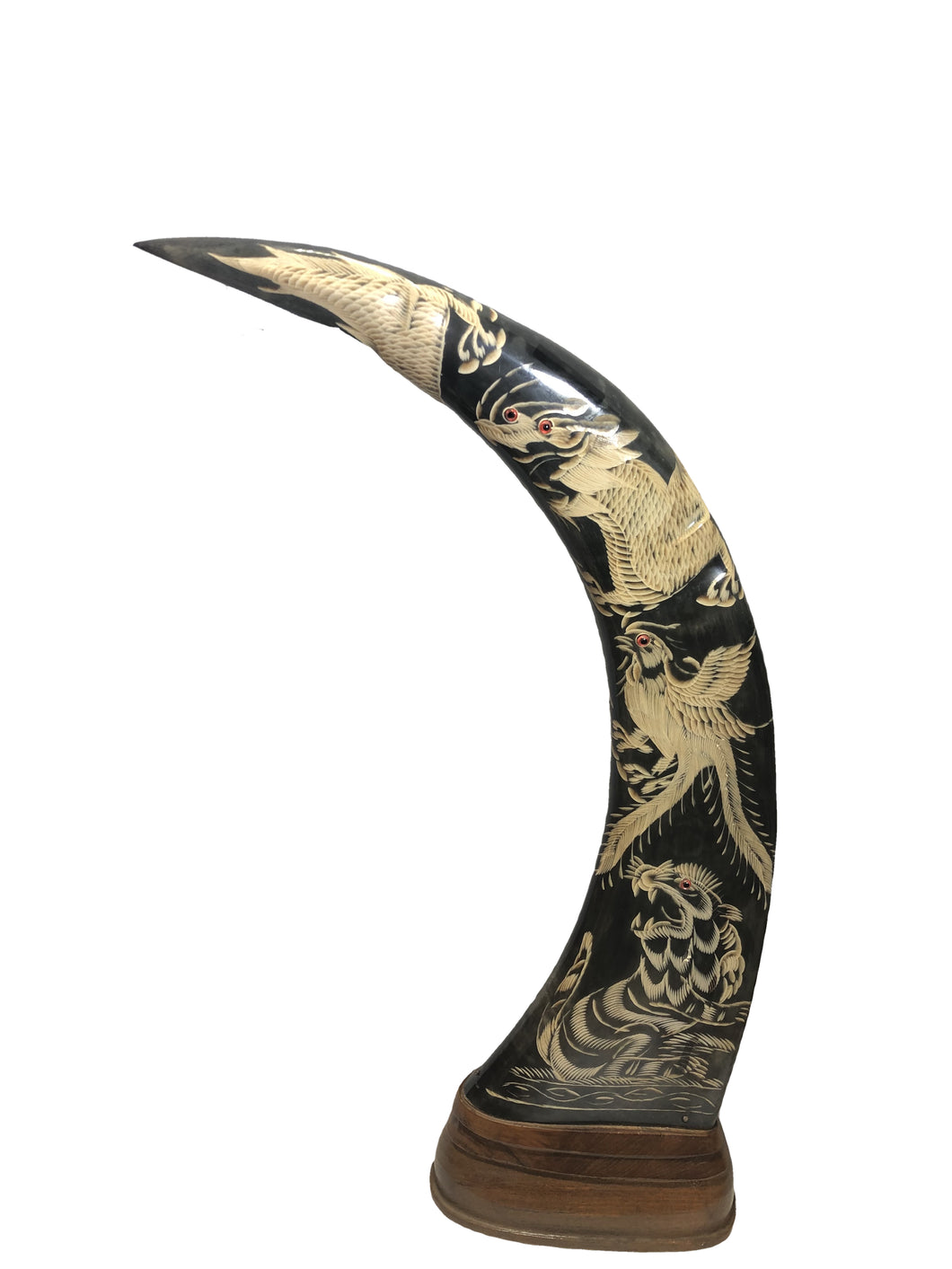 Corno di Bufalo inciso con animali 50 cm