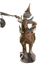Carica l&#39;immagine nel visualizzatore di Gallery, Statue Orientali in legno Angeli Custodi Thailandesi con Gong 70 cm
