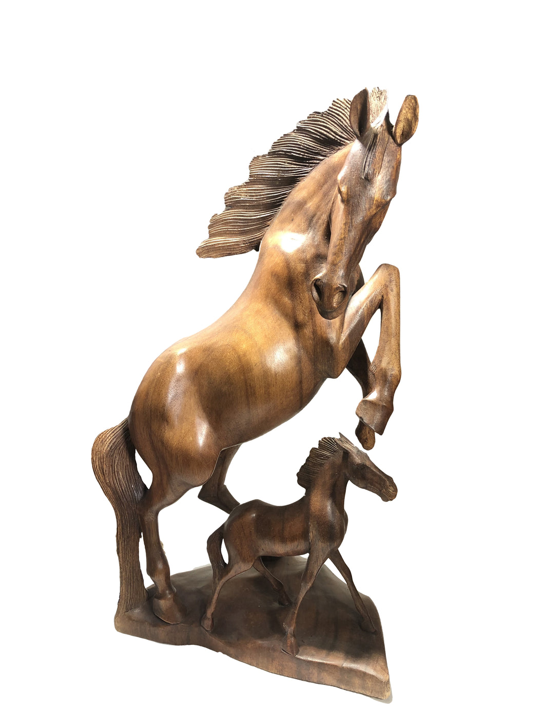 Statua Cavallo e puledro in legno