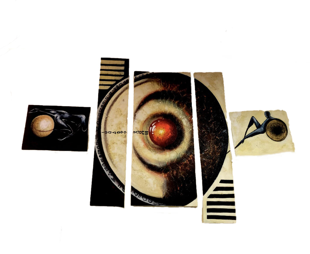 Quadro astratto composto da 5 pezzi