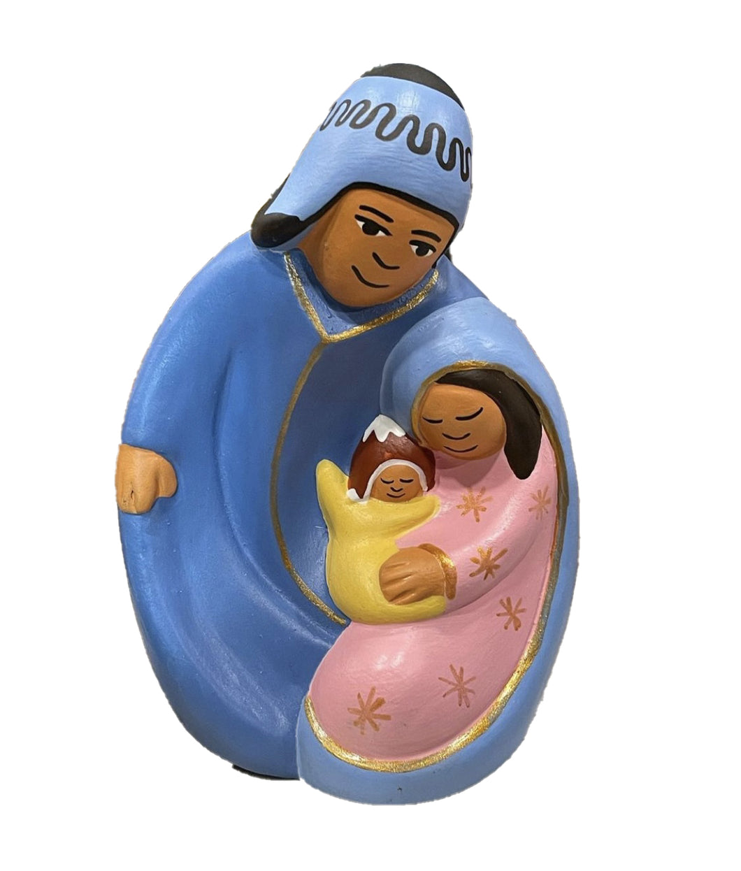 Presepe peruviano celeste e rosa