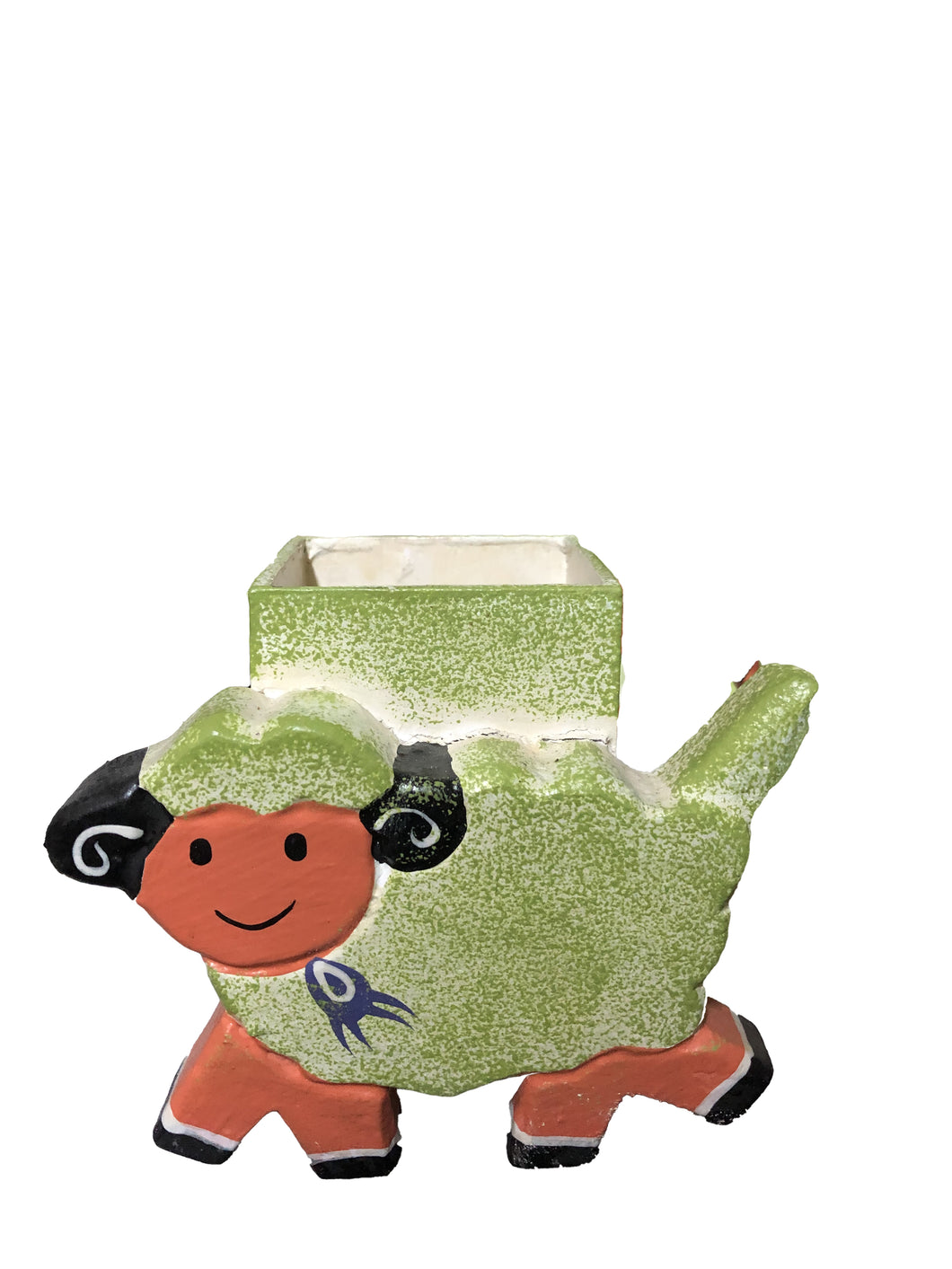 Portapenne in legno con pecorella verde