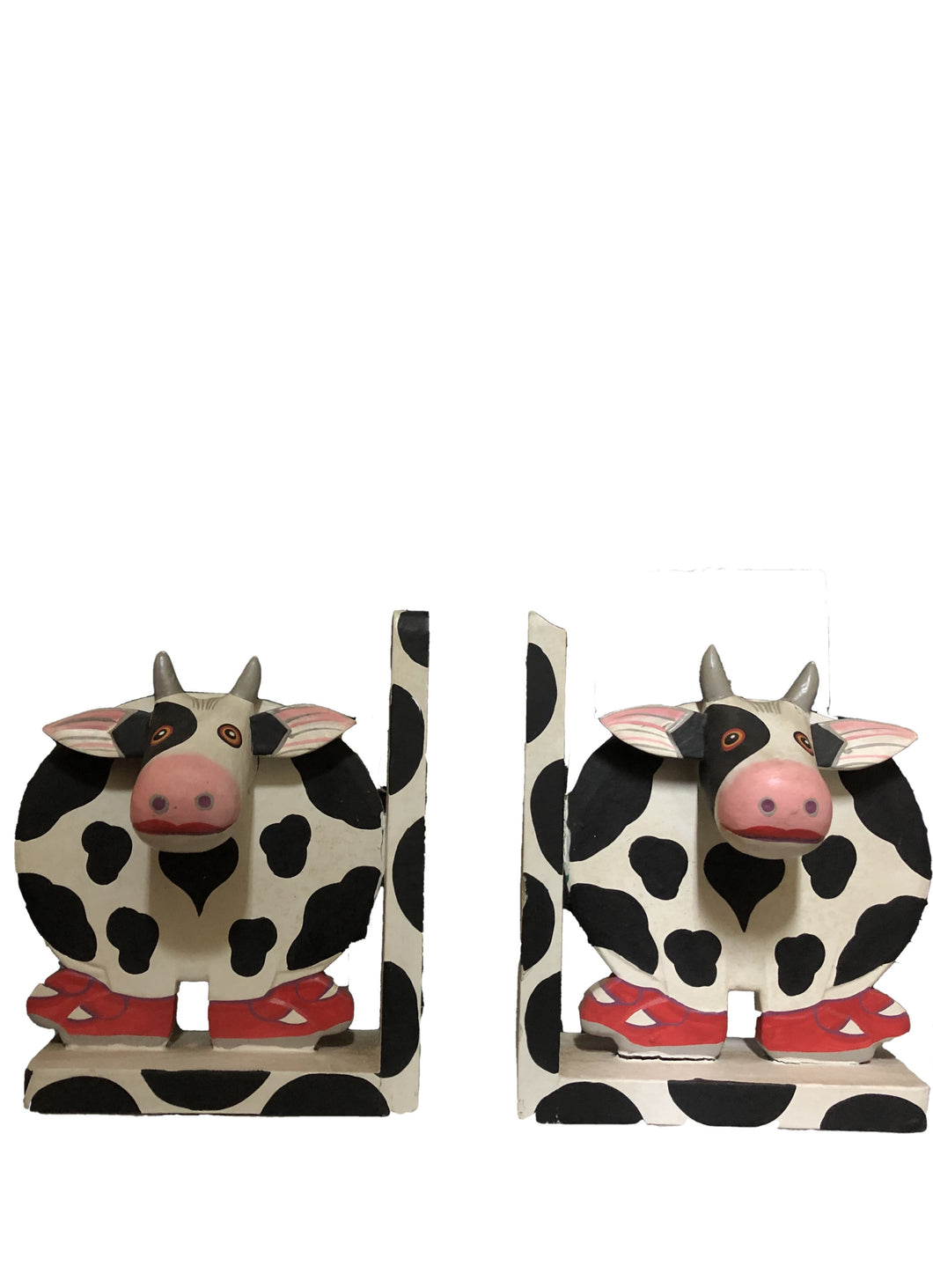 Poggia libri in legno con mucca