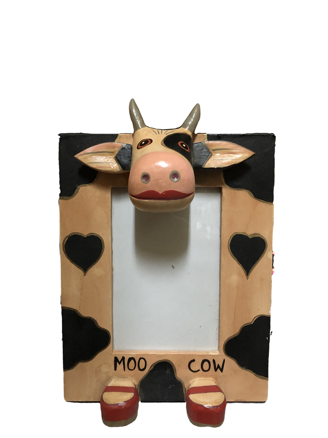 Cornice in legno con mucca