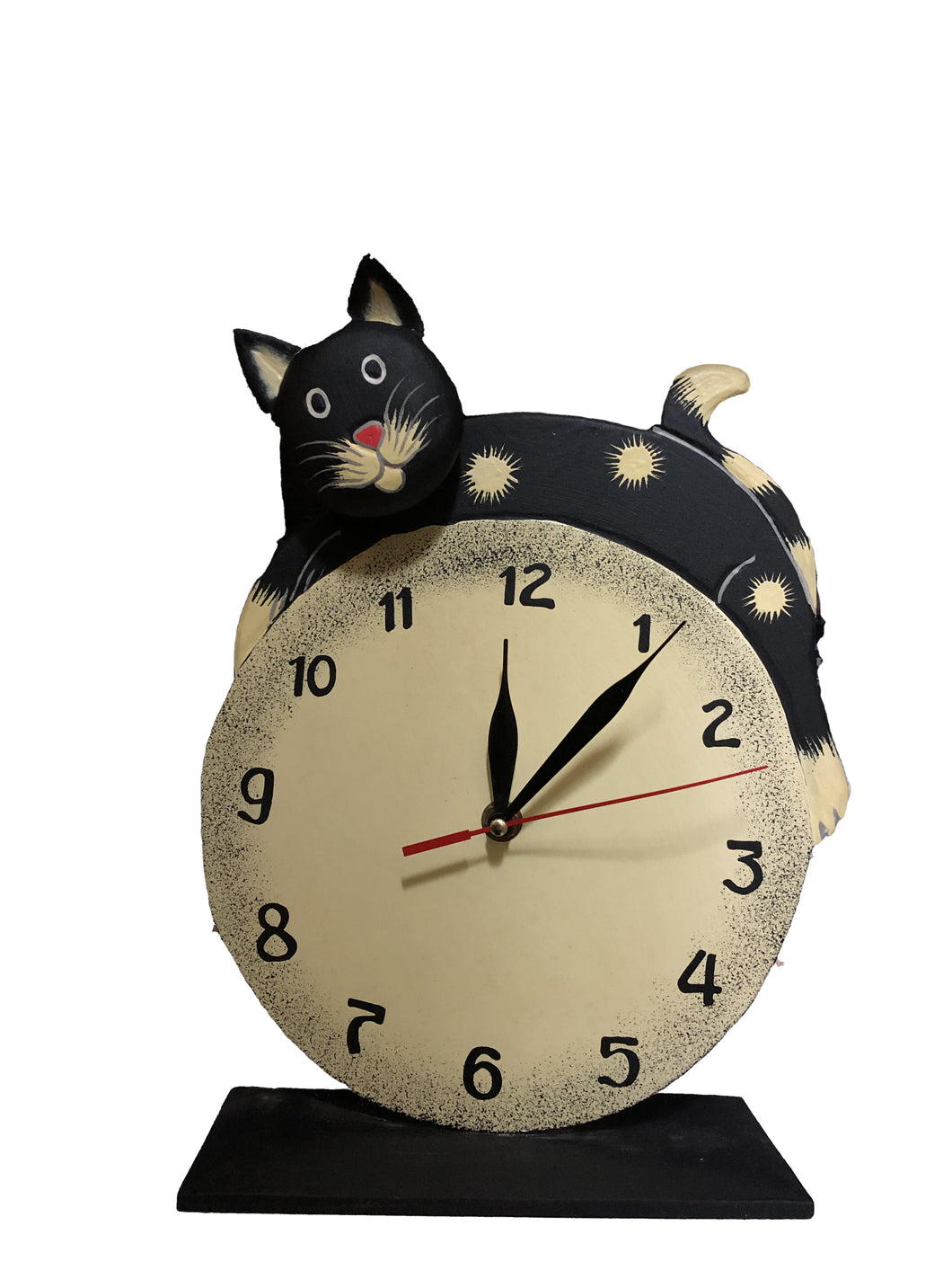 Orologio in legno con gatto