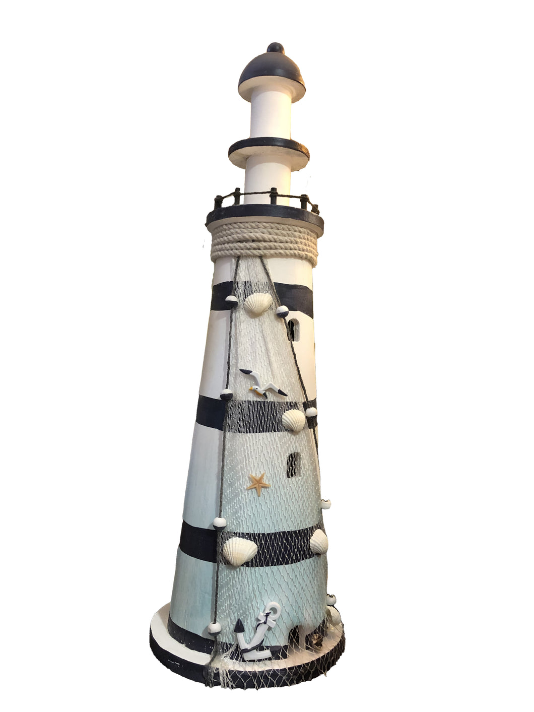 Faro in legno bianco e blu con rete