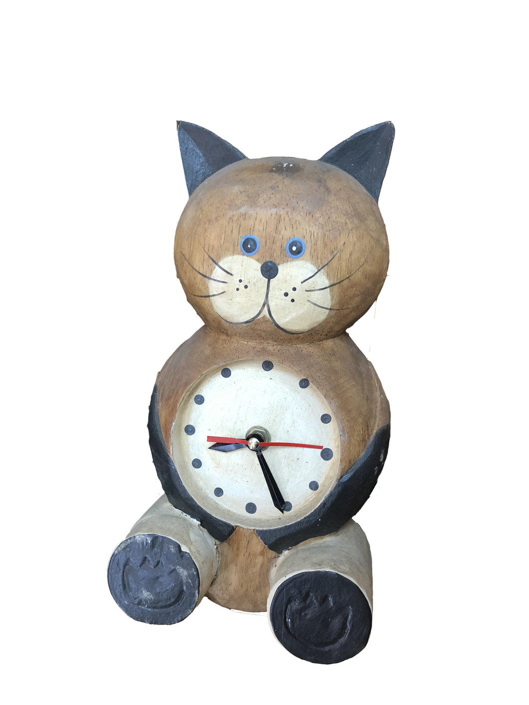 Orologio in legno con gatto
