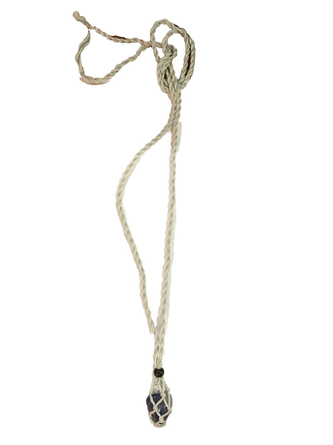 Collana porta pietra in puro cotone celeste con Sodalite
