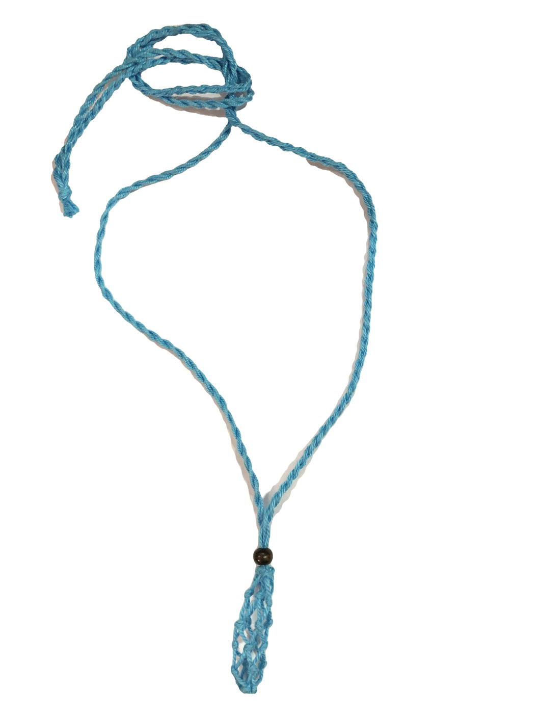 Collana porta pietra in puro cotone azzurro