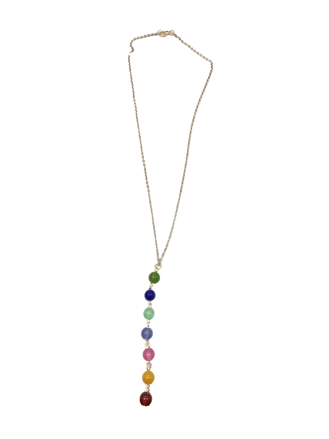 Collana in acciaio argentato con 7 pietre dure dei chakra