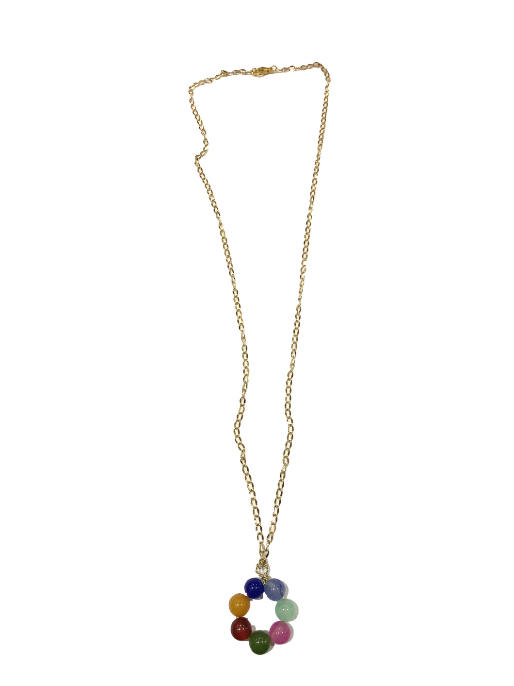 Collana in acciaio dorato con 7 pietre dure dei chakra
