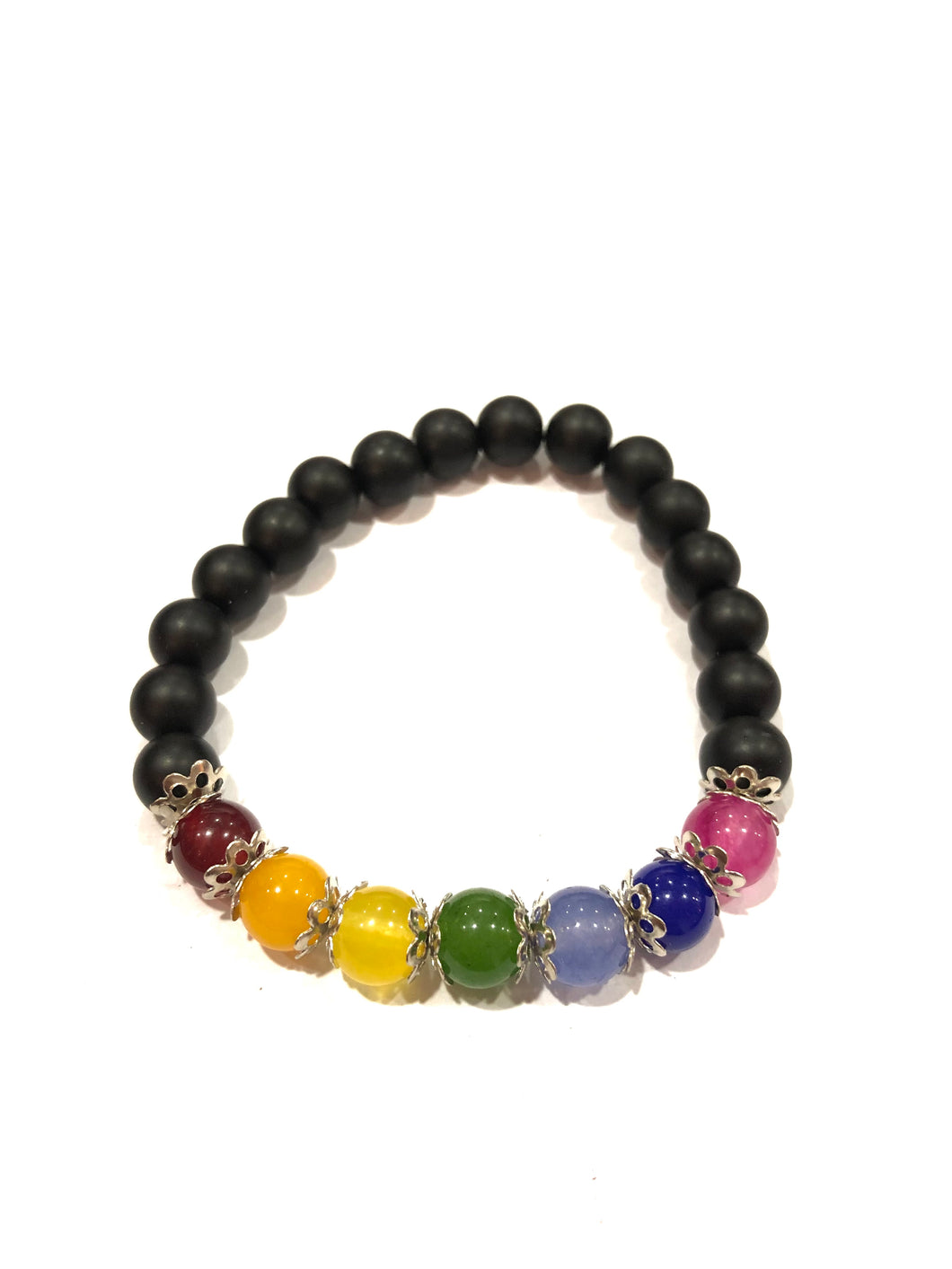 Bracciale in onice e pietre dure dei 7 chakra