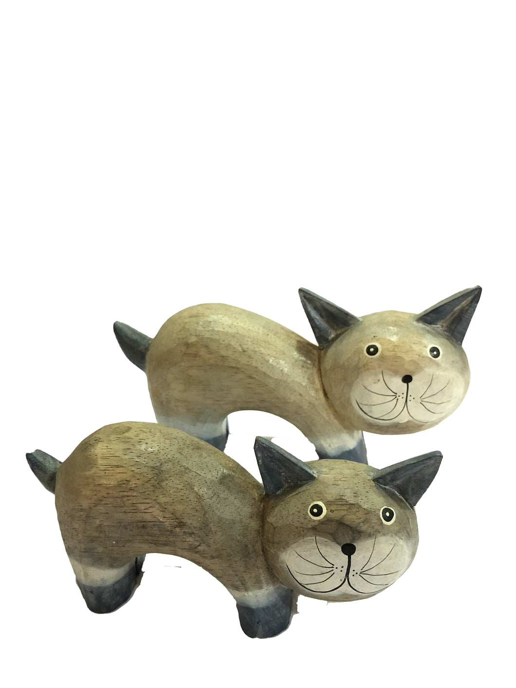 Statua in legno due gatti