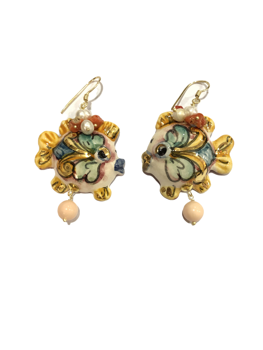 Orecchini con pesce in ceramica di caltagirone