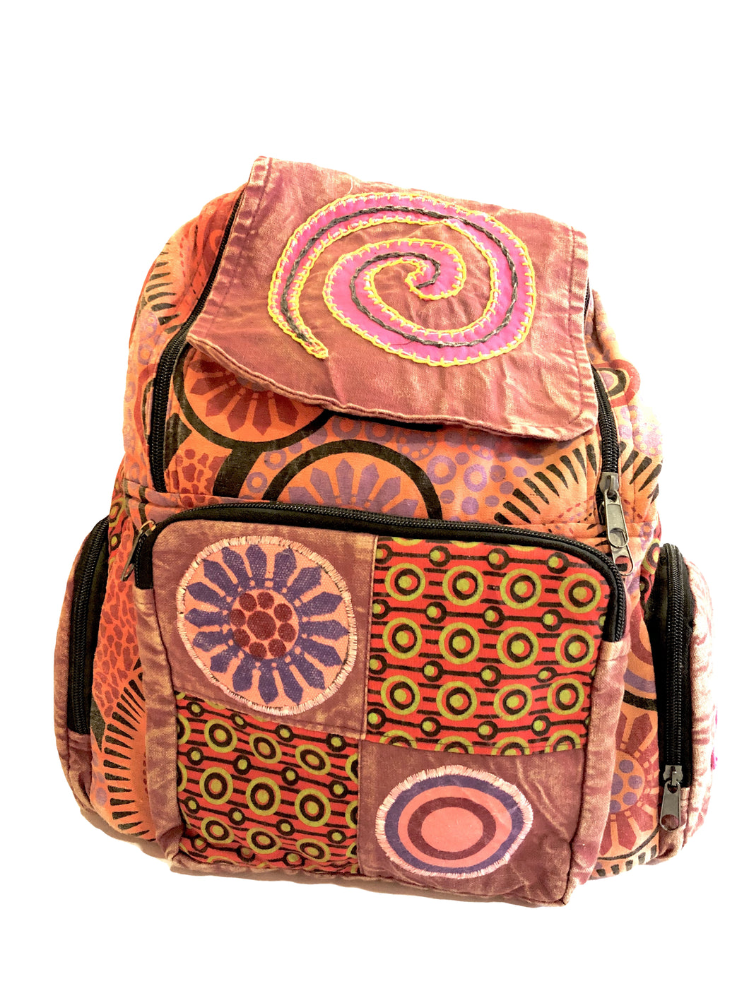 Zaino rosa in tessuto etnico
